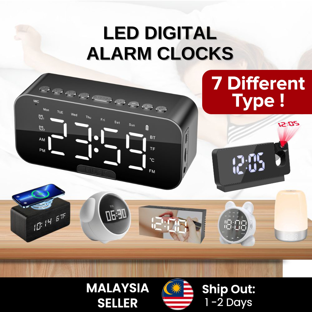 (MY) LED Digital Alarm Clock with Night Light, Emoji, Cute Ringtones, Sunrise, Bedside Desk Table Clocks