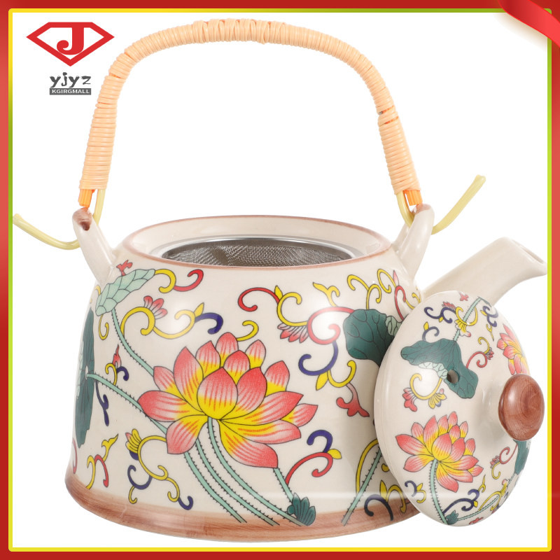 Chinese Teapot Japanese Kettle Ceramic Decorate Stove Floral Teakettle yuanjingyouzhang