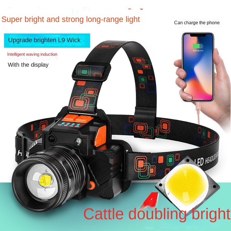 Spot goods flashlight rechargeabl waterproof flashlight camping equipment LEDInduction Headlight Strong Light Rechargeable Flashlight Outdoor Super Bright Night Fishing Head-Mounted Lithium Electric Hernia Miner's Lamp