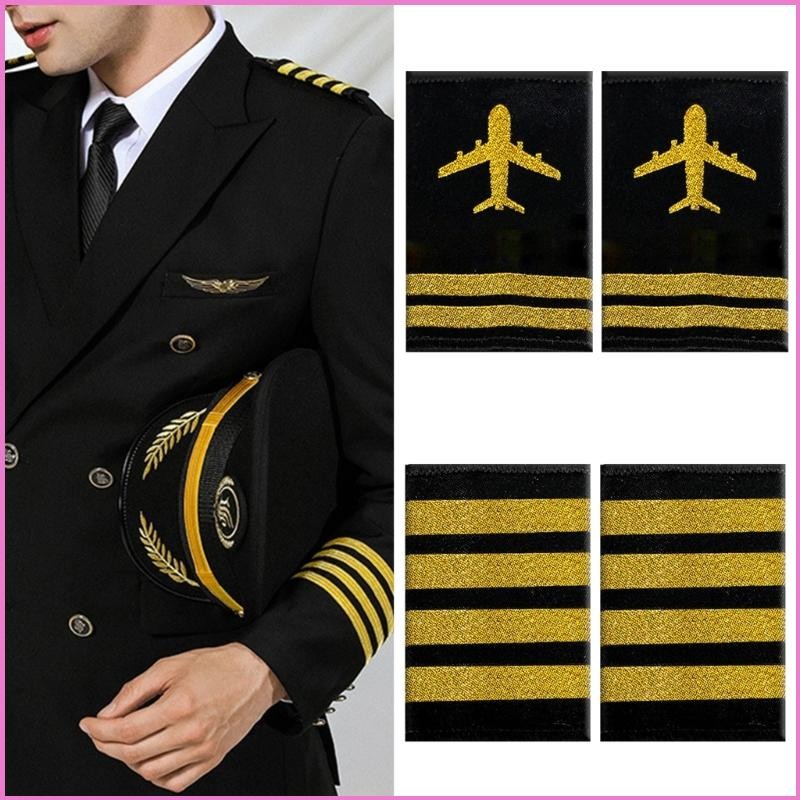 Royal Pilot Epaulets Aviation Professional Pilot Epaulet Stage Performances Props Epaulet Uniform Accessories 2PCS