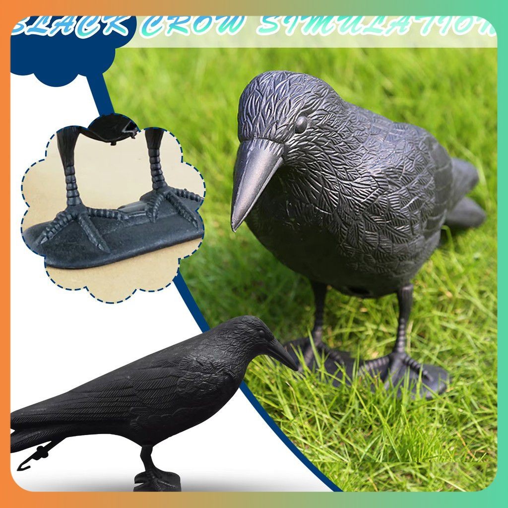 ☛ Simulation Crow Ornaments Halloween Ghost Festival Decorative Props Bird Repellent Mousetrap Bait