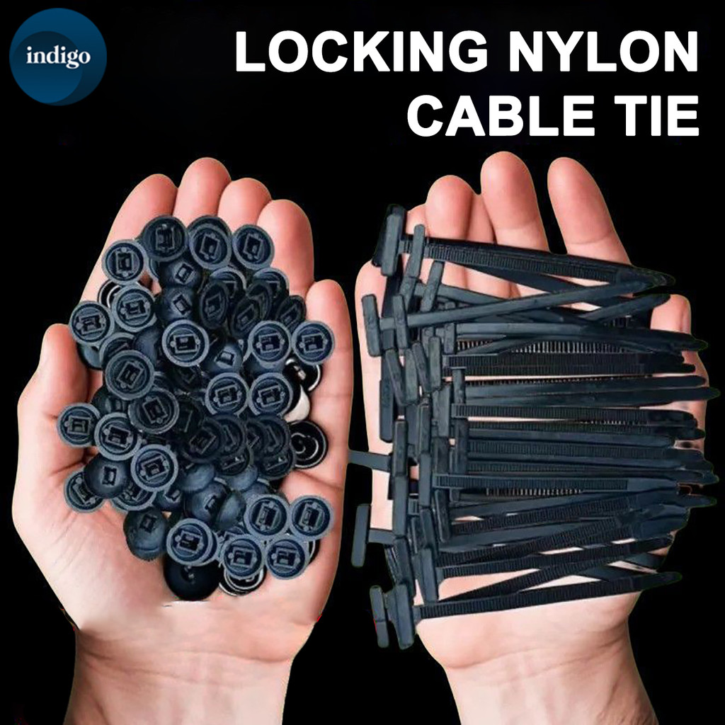 50pcs Heavy Duty Cable Ties Nylon Ikatan Kabel Tetap Self-Locking Plastic Tie Buckle Car Daily Repair Universal 扎带扣