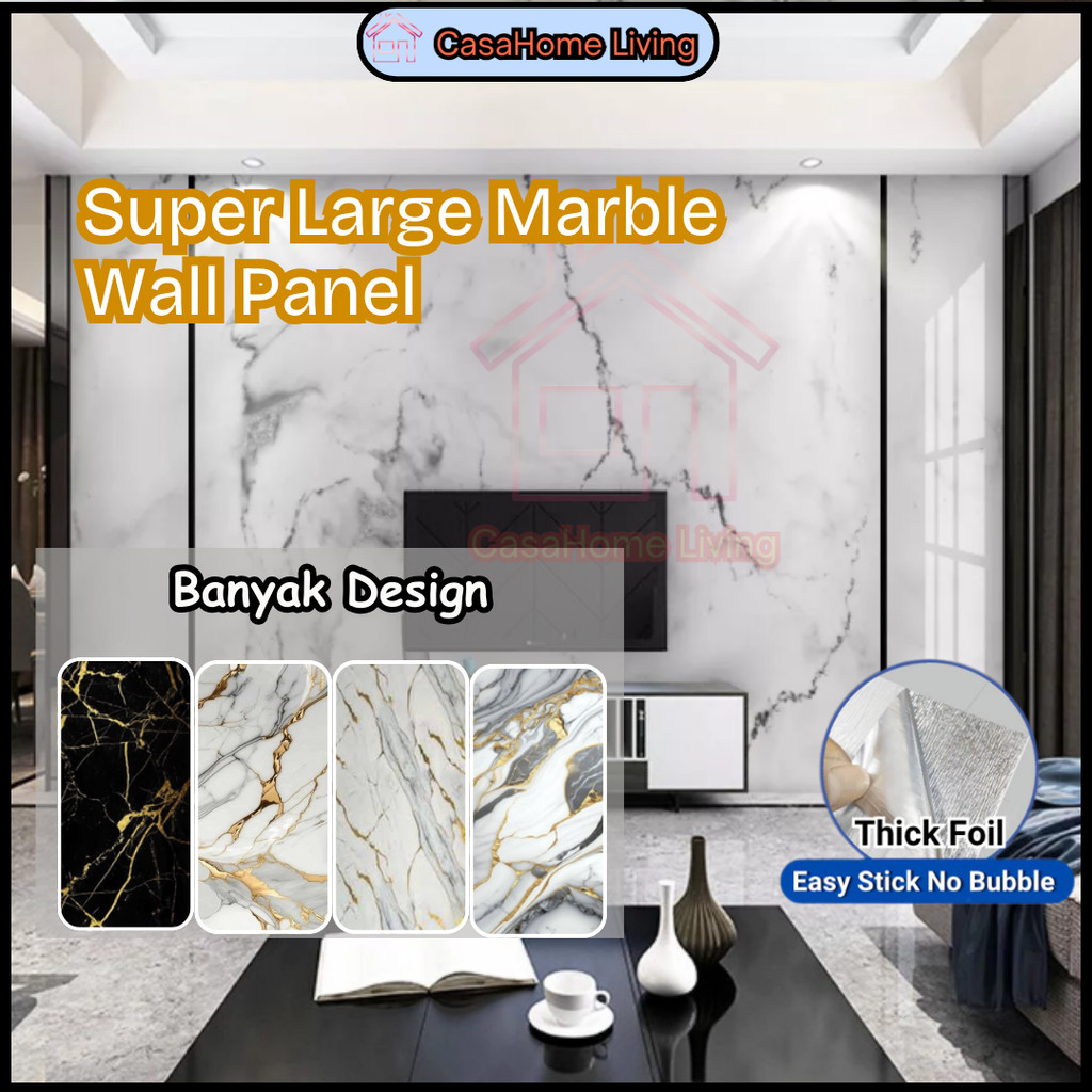 Large 300cm x 120cm Flexi Marble Sheet Imitation Ceramic Wallpaper Dinding TV Papan Latar Belakang
