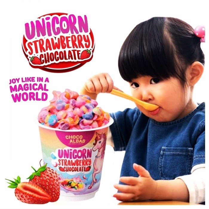 FAST DELIVERYChoco Albab Unicorn Strawberry Mini Chocolate Tub - Pink (85g) | Unicorn Strawberry Chocolate | 独角兽草莓巧克