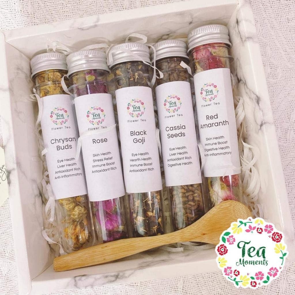 [Gift Set] Tea Moments Flower Tea Tubes Christmas Raya Gift 订制花茶礼盒 Teh Bunga Hadiah Kotak