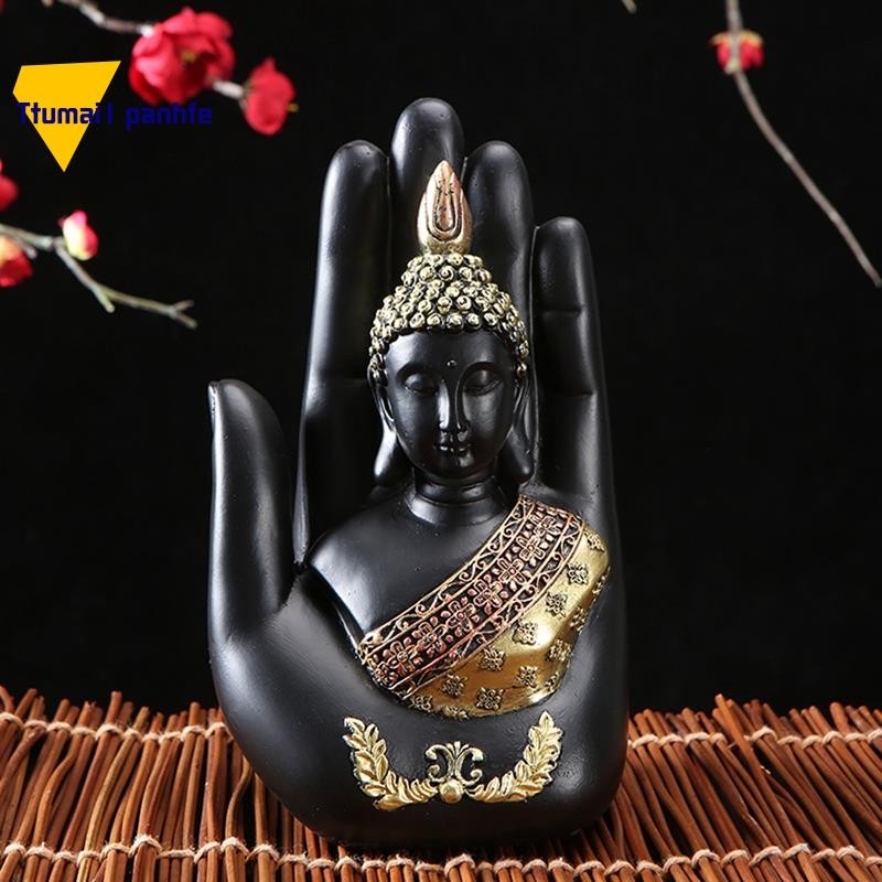 Thai Buddha in the Palm Statue Figurine, Buddha Sculpture-Indoor/Outdoor Decor for Garden,Patio,Porch Yard Art Decor