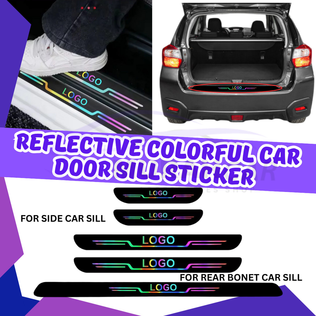 Car Door Sill Strip Protector Stickers Auto Decal Trim Scratch Sticker Car Accessories Colorful Reflective Laser
