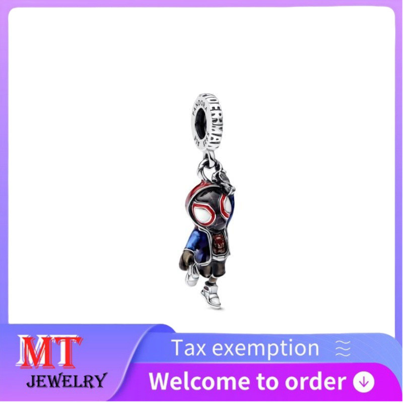 Hot selling S925 sterling silver couple ladies jewelry DIY Marvel's Spider-Man Miles Morales Dangle Charm 793842C01