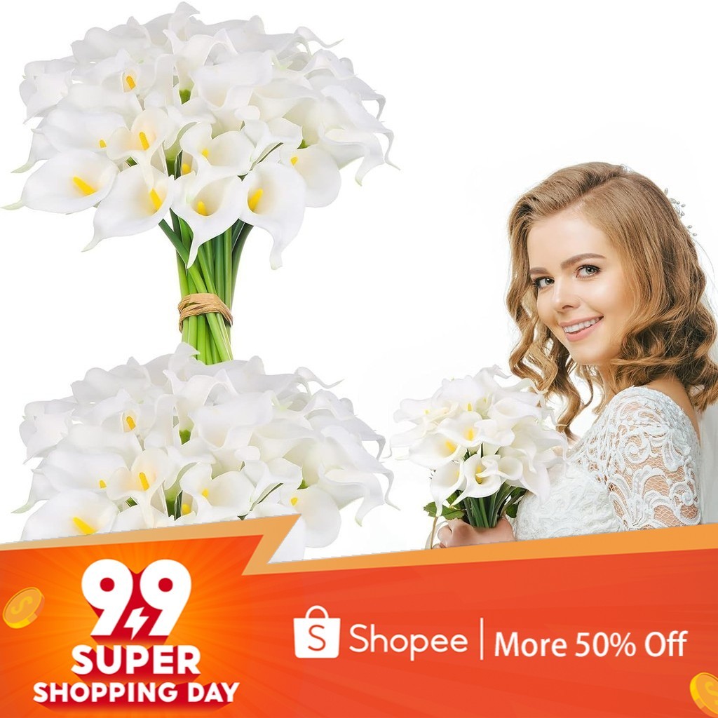 5Pcs Calla Lily Artificial Flowers Wedding Bouquet Artificial Real Touch Latex Flowers Calla Lily Artificial Flowers for Home Wedding Party Plant Decoration