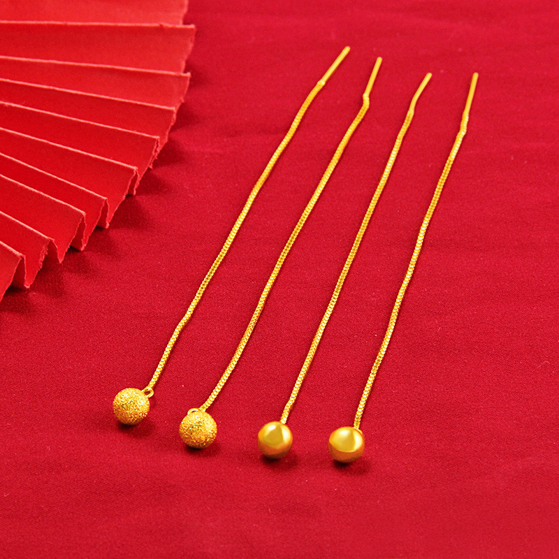 emas 916 subang  Earrings Glossy Long Tassel Earrings gold 916