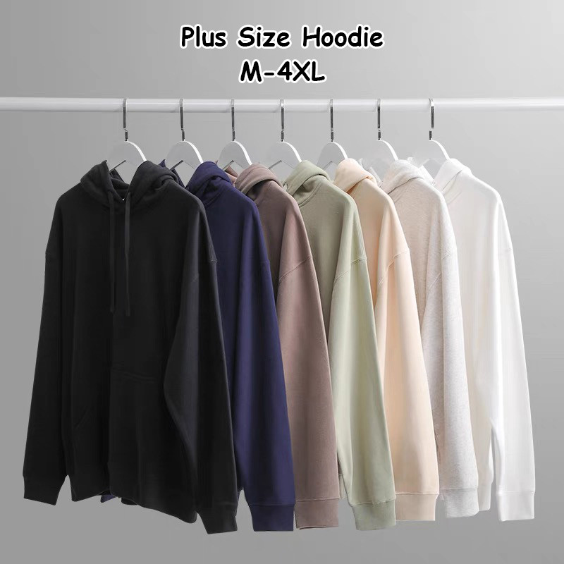 Plus Size Warm Hoodie Lelaki Unisex Oversize Plain Hoodie Man Pocket Casual Versatile Couple 連帽衛衣 7 Color