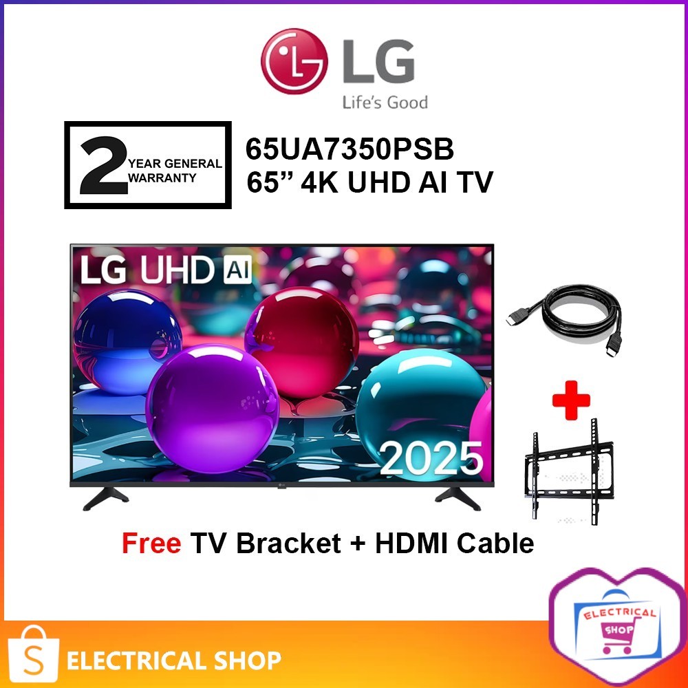LG 65'' 4K 65UA7350PSB UHD AI TV UA73 HDR10 (2025)Television (FREE HDMI CABLE AND TV BRACKET)