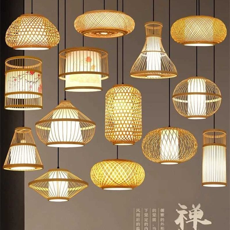 Lantern Bamboo Art Chandelier Bamboo Weaving Light Hot Pot Restaurant B & B Corridor Aisle Light Tea House New Chinese Style Unique Creative Light