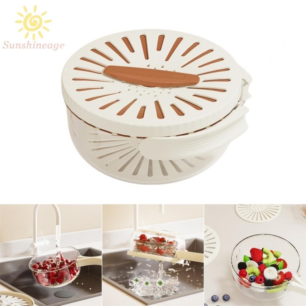 Vegetable Dehydrator Fruit Washing Drain Basket Strainers Bowl with Handle Lid  brand new and