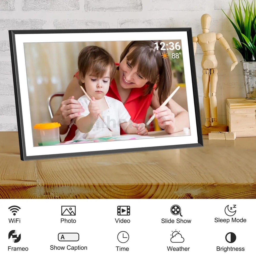 Frameo 10.1" HD IPS HD Touch Screen Digital Photo Frame WiFi Cloud Frame Digital Picture Frame 32GB Smart WiFi Digital Photo Frame with 1280x800 Wall Mountable