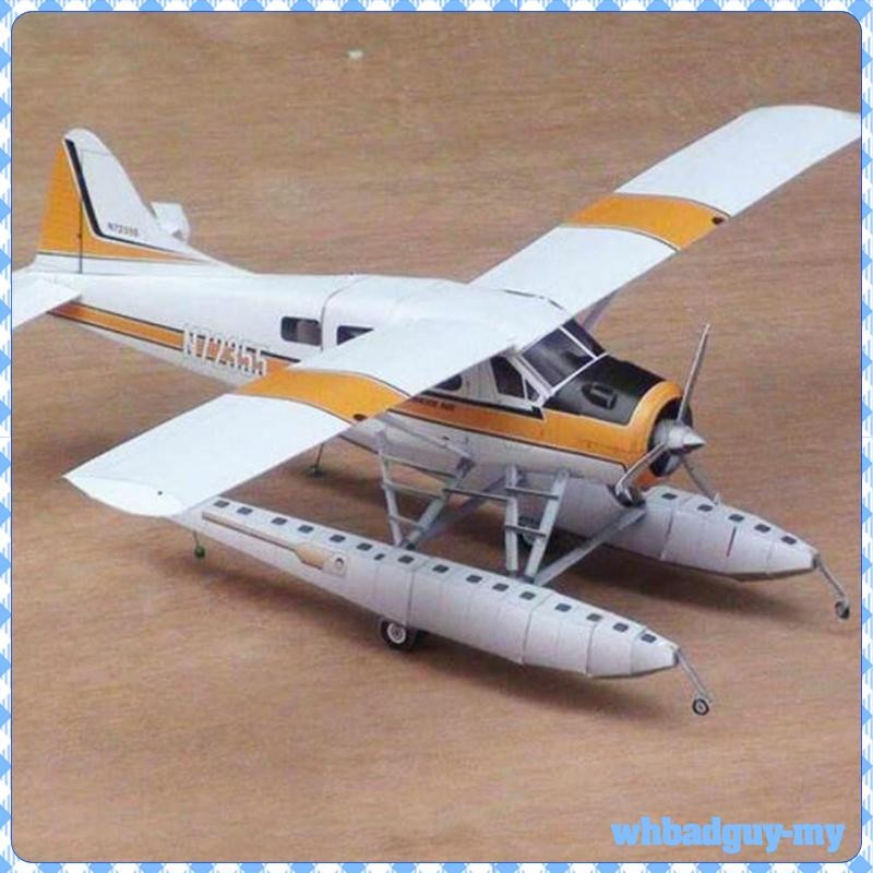 [WhbadguyMY] DIY Airplane Craft Paper Airplane Model Kits Collections Home Decoration Building Kits 1:32 Scale Float Seaplane Model for Gifts Men Women