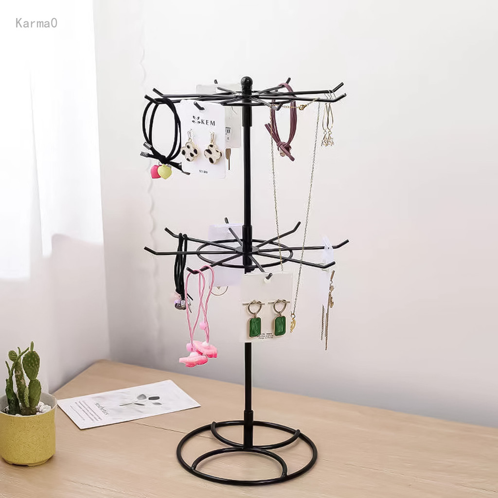 Jewelry Display Rack 2-Layer 360° Rotating Necklace Holder Jewelry Tree Stand Jewelry For Necklaces Earring Holder