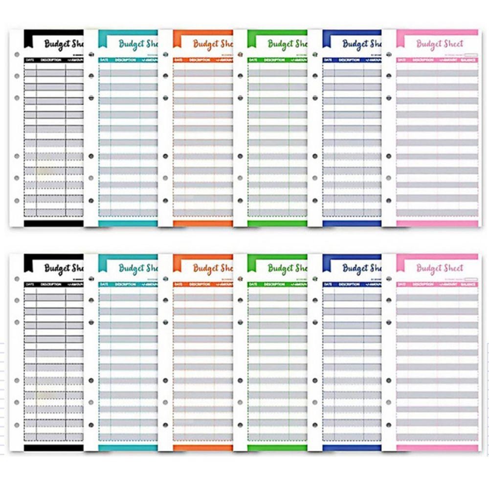 NEEDWAY Budget Envelopes Cardstock Budget Planner 12pcs/set Cash Register Paper Expense Tracker Sheets Money Saving A6 Binder Loose leaf