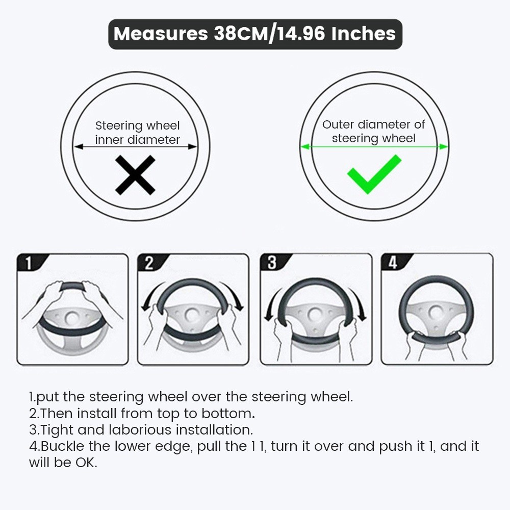 Versatile Durable SuperAuto Car Steering Wheel Cover Universal 38CM Cute Protective Women Girls Interior Acce - Image 5