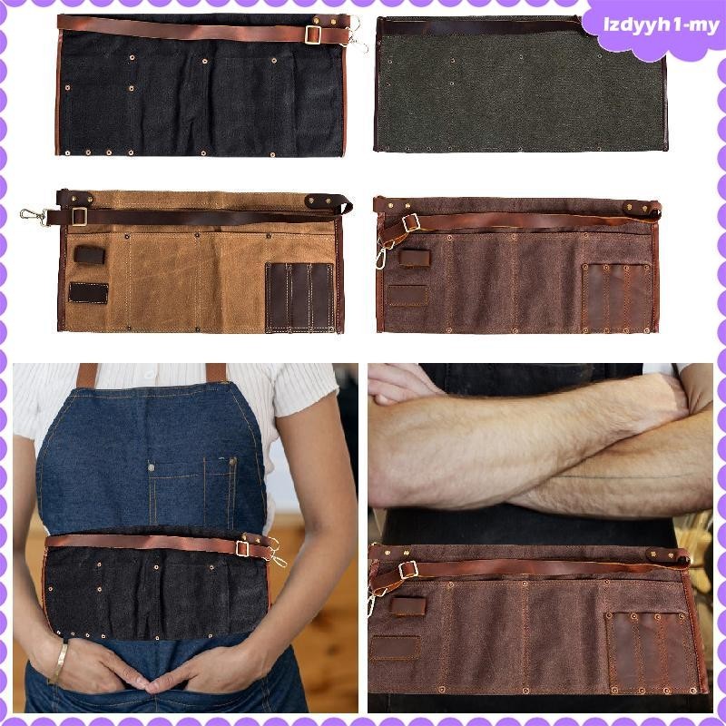 [JoyDIY] Waxed Canvas Waist Apron Adjustable Strap 50x25cm Versatile Pouch for Construction Workers Handcrafted Sturdy