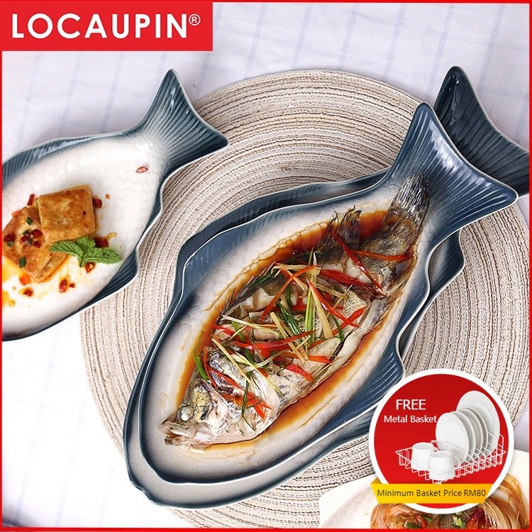 Locaupin Fish Plates Dinner Plates Ceramic Plate Family Dinner Plate Dinnerware Serving Dishes Tableware