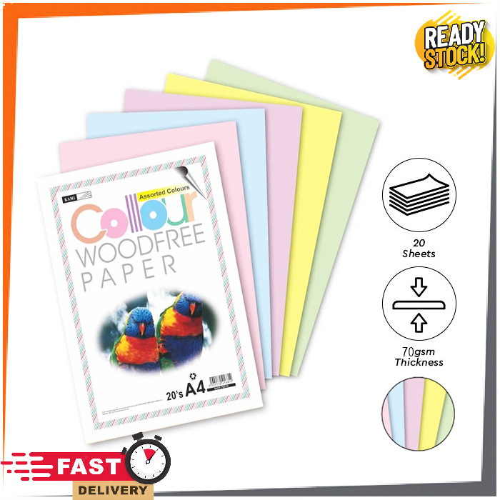 Kami A4 Color Woodfree Paper - 20 Sheets (Vibrant & Eco-Friendly)