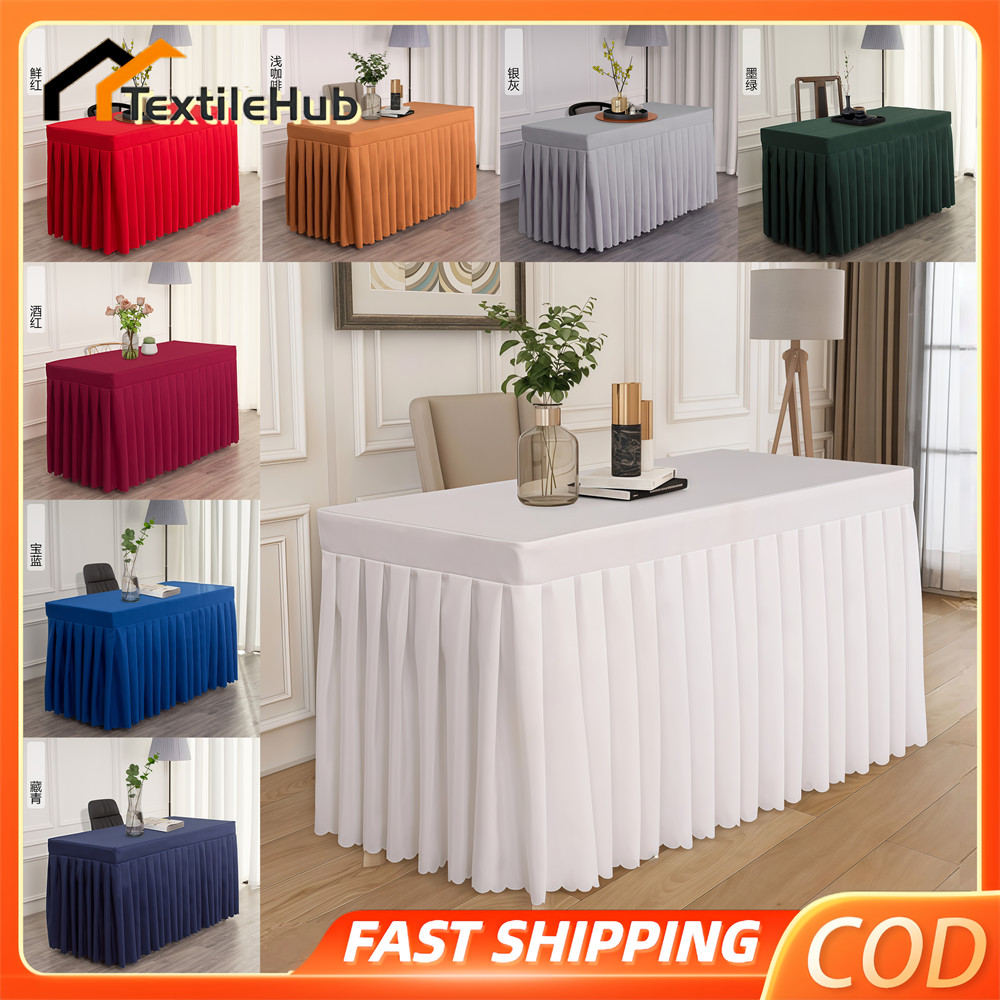 6Ft Folding Table Skirting Rectangular Conference Table Cloth Cover Hotel Banquet Wedding Party Activity Table Decorate Tablecloth