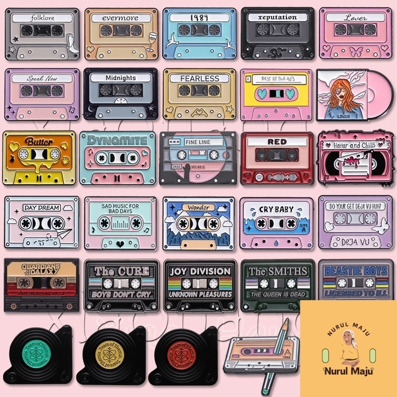 XHjewelryAdd Vintage Tape Enamel Pins Music Rock Brooches Colourful CD Camera