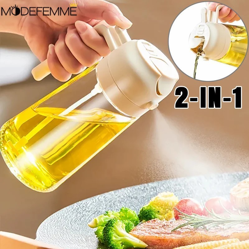 2 in 1 Glass Oil Sprayer & Dispenser - Olive Oil Storage Bottle - Oil Spray Bottle - Glass Olive Oil Sprayer - For Canola Oil Sprayer, Fryer, BBQ, Oil sprayer - Kitchen Gadgets