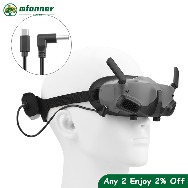 Mfonner Flight Goggles Battery Power Cable With Back Clip Compatible For Dji Avata Goggles 2 Glasses Accessories