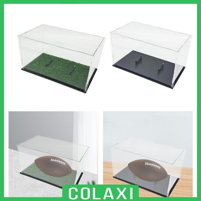 [Colaxi] Acrylic Football Display Case, Memorabilia Holder, Rugby Holder, Soccer Storage Box for Souvenir Collectibles, Dolls, Crafts