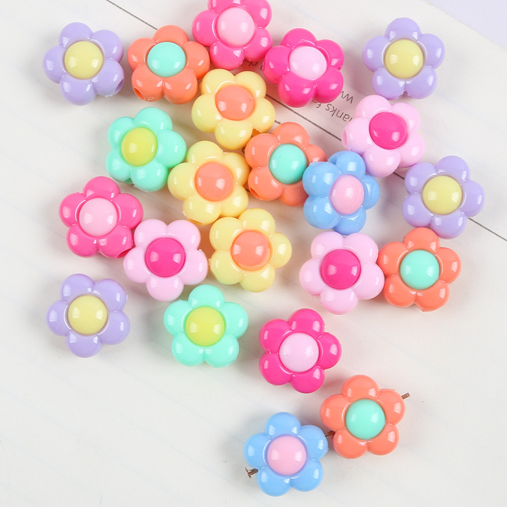 10pcs Acrylic Color Matching DIY Sunflower Beads Loose Bead String for Jewelry Making Necklace Phone Chain Keychain Accessories