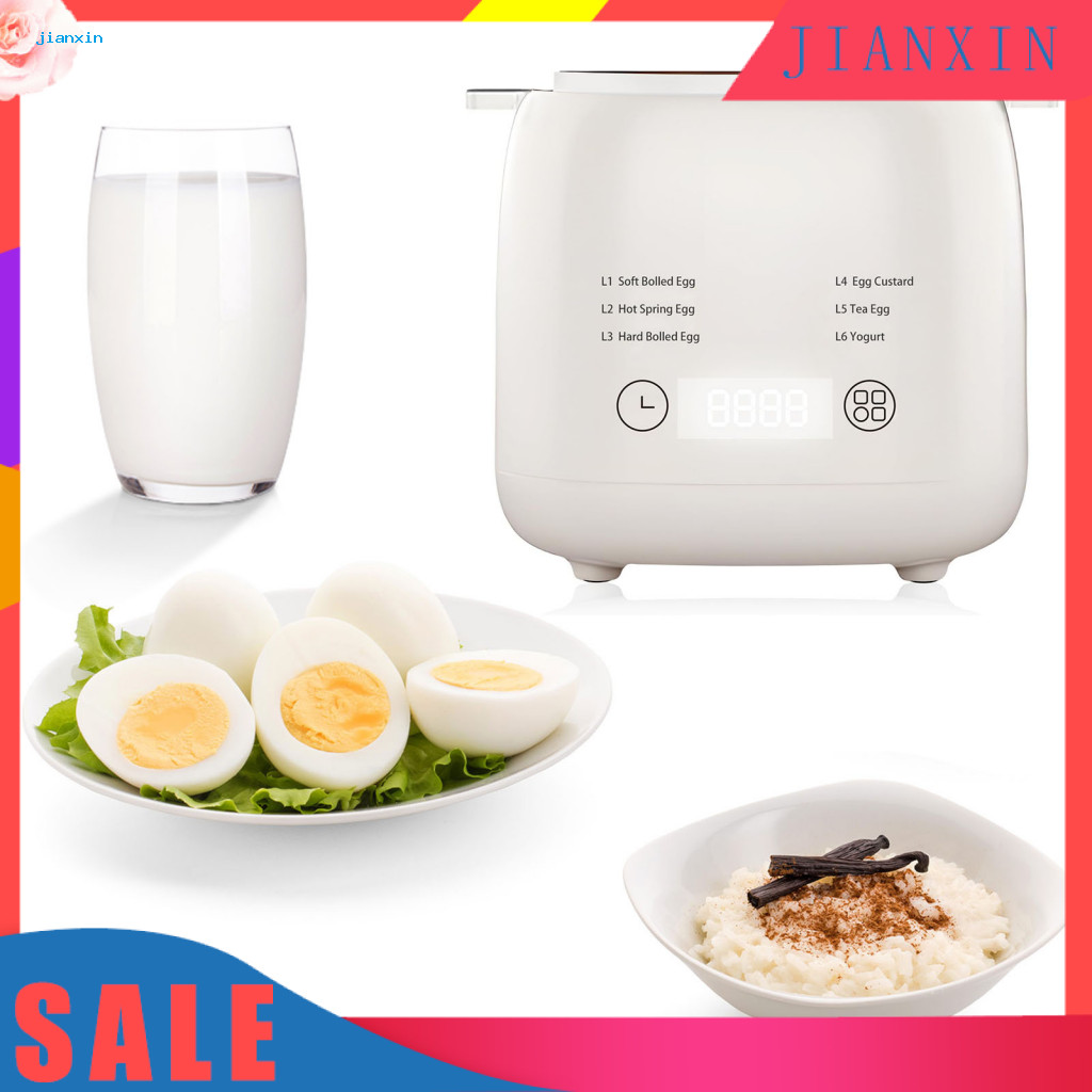 <jianxin> Electric Egg Cooker Stainless Steel Inner Pot Egg Cooker 6-in-1 Touch Screen Egg Cooker Timer Auto Shut-off Compact Portable Electric Maker for Custard Yogurt Southeast