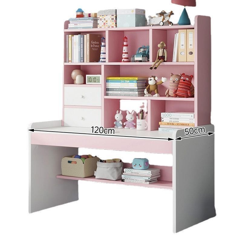 SellerPick Modern Integrated Student Learning Computer Table 100 / 120cm Desk Bookshelf Multi Compartment And Drawer