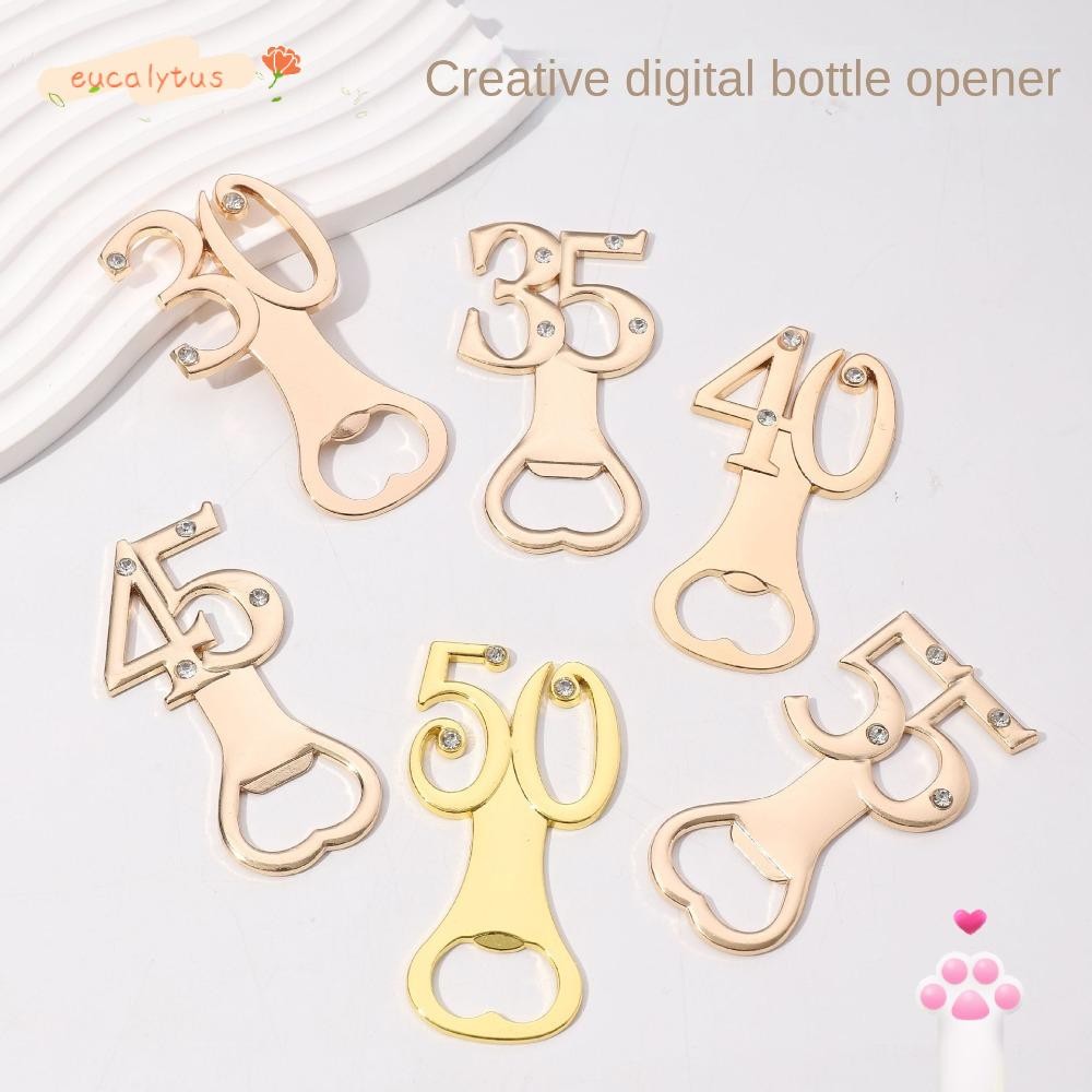 EU-FASHION Birthday Bottle Openers, Zinc Alloy Rose Gold Beer Opener, Souvenir Number Shape Rhinestone Bar Tool Birthday