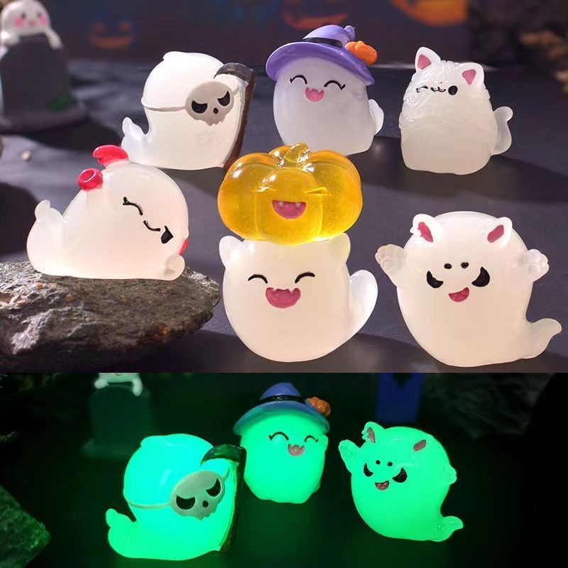 All Saints' Day Mini Luminous Death Vampire Resin Action Figurines Car Tabletop Crafts Microlandscape Decoration Toy Cute Cartoon Animation Model Doll Birthday Gift for Kid Boys Gi