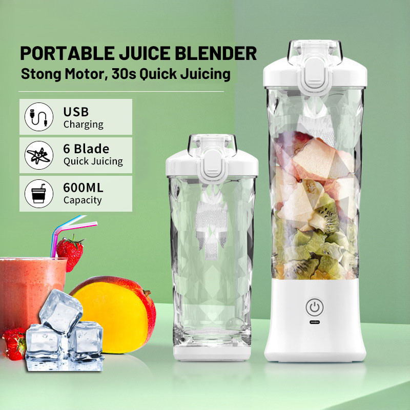 600ML Fruit Juicer Blender, Portable Rechargeable Ice Crusher , Food Milkshake Multifunctional Juice Machine Blender Juicer Cup