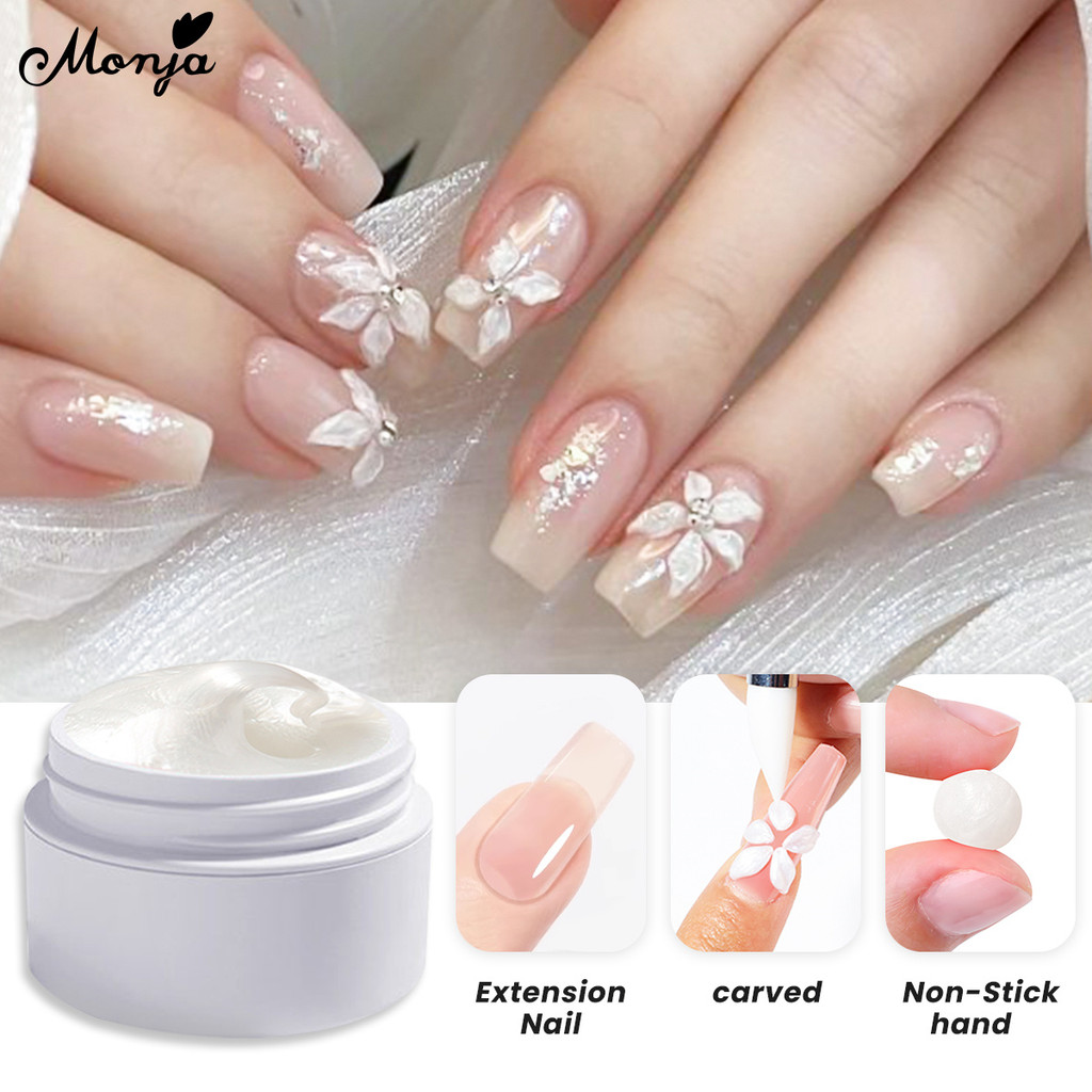 Monja 5ml Non-Stick 3D Nail Carving Gel Sculpture Modeling Painting Gel Pearl Shell Thread DIY Manicure Tools