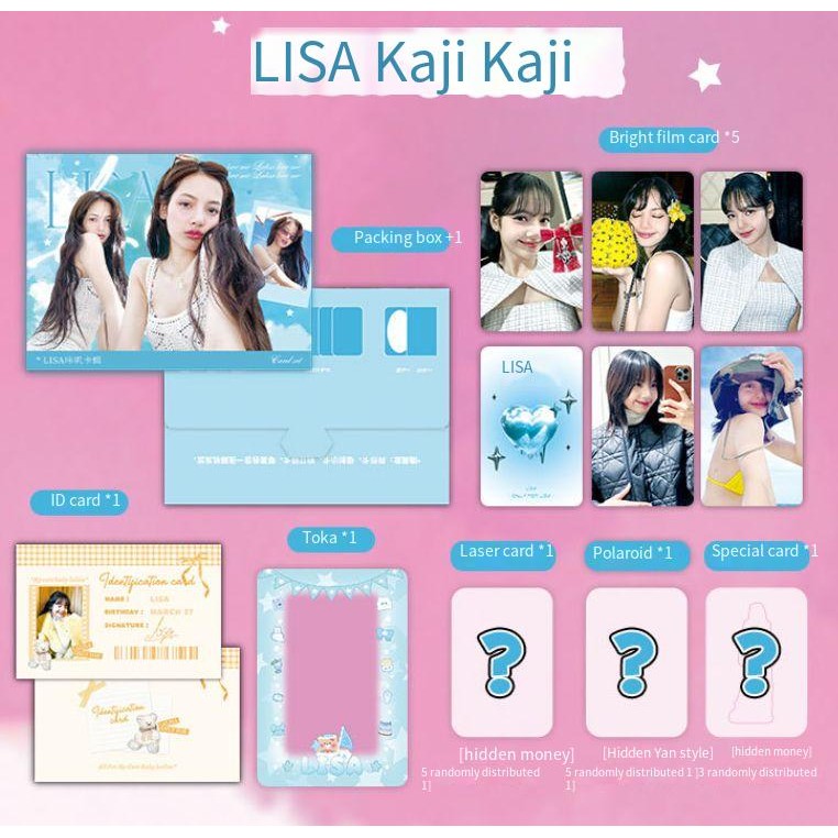 BP Kaji Card Collection JISOO JENNIE LISA ROSE Laser Hologram Transparent Lomo Cards ID Photocards Envelope Sleeves Secret Edition BP Kpop Postcards