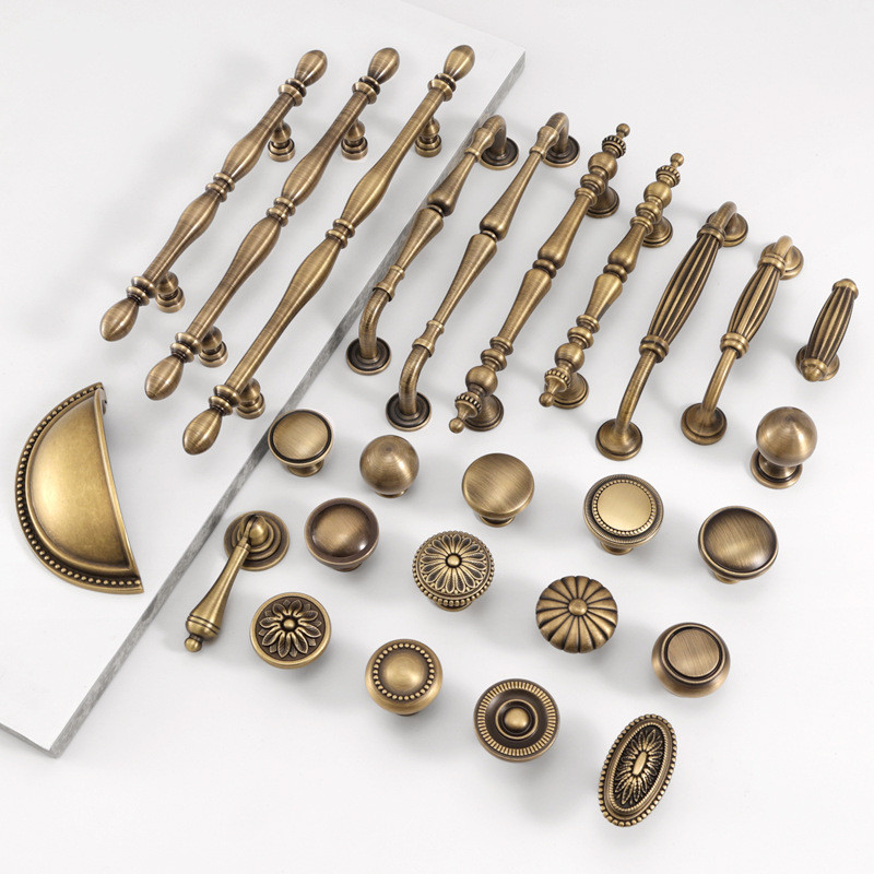 French Cabinet Door Handle Bronze Wardrobe Door Handle American Vintage Cabinet Handle Brass Drawer Handle