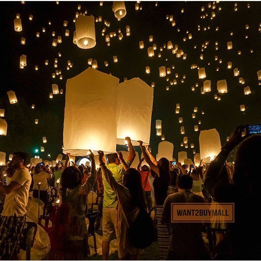 JOY 80/140cm Flying Sky Love Heart Shaped Mid-Autumn Festival Chinese kongming Lantern Kong Ming Deng Lantern 孔明灯 许愿灯
