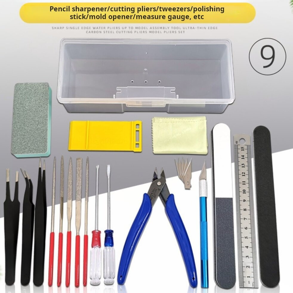 21Pcs Model Tools Kit Flush Pliers Professional Hobby Building Tool Kit Modeler Basic Tools Craft Set for Military Gundam Model Assembly DIY