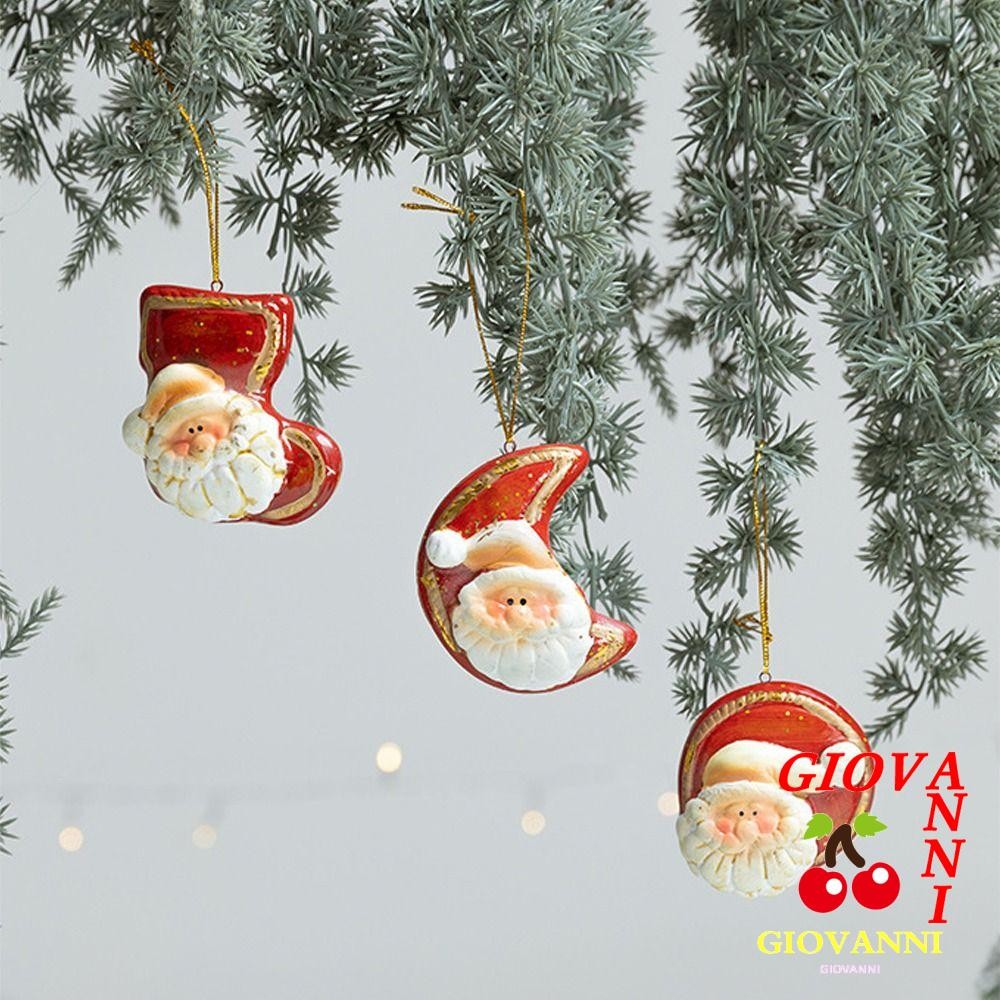 GIOVANNI Christmas Tree Hanging Ornaments, Retro Cartoon Santa Claus Red Pottery Pendant, Creative Handcrafted Exquisite Merry Christmas Decoration Festive Holiday Decorations