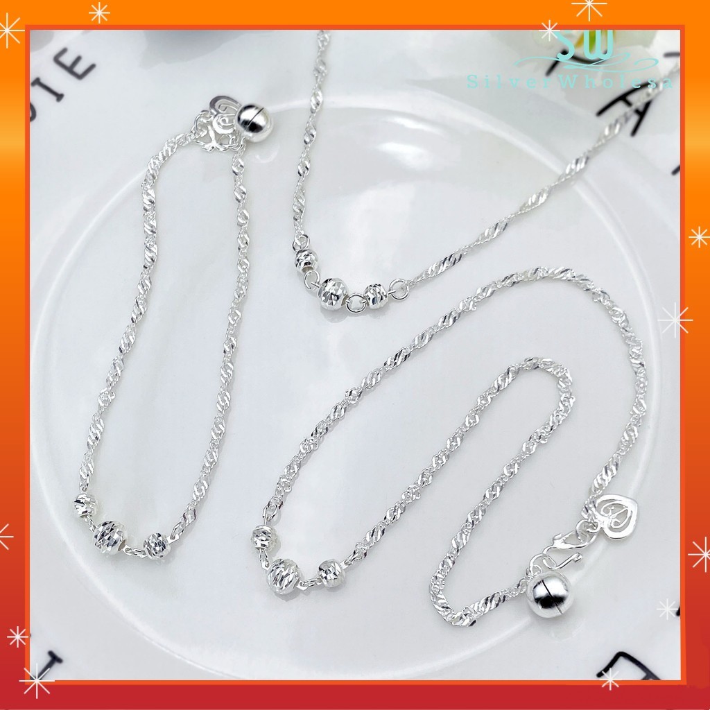 PROMO#ST7001 COMBO SET 3 In 1 Simple and Elegant Necklace, Bracelet, Anklet, Jewelry Set - Sterling Silver 925