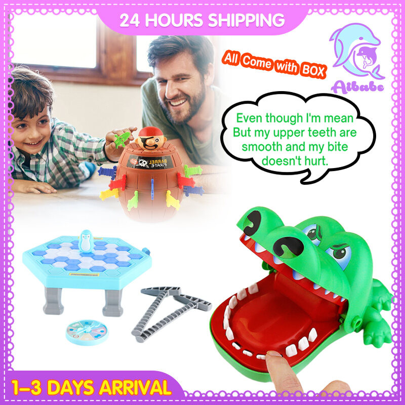 MYFunny Mini Table Game Pirate Barrel Toys Crocodile Teeth Finger Biting Game Penguin Trap Break Ice Game Toy Lucky Gam