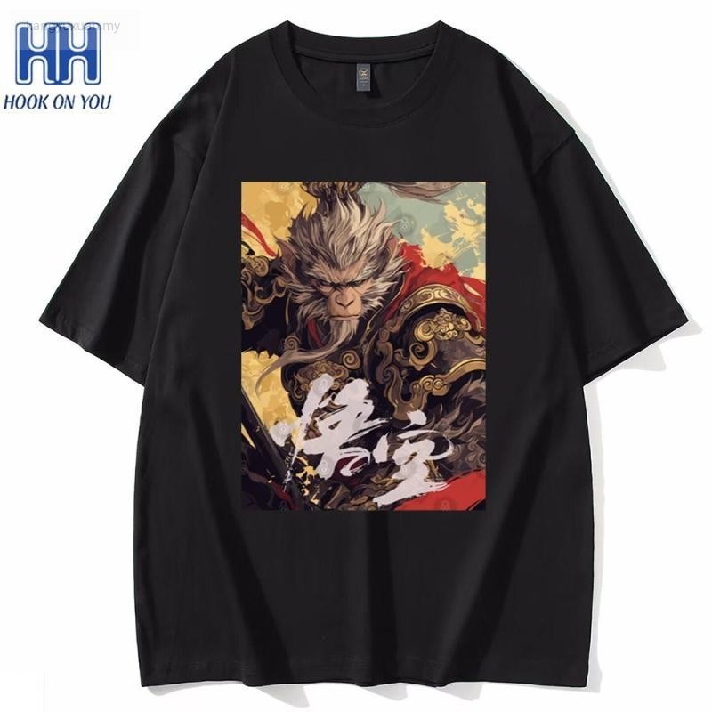 t shirt lelaki 【新品现货】黑神话悟空休闲游戏天命人直面天命周边印花短袖T恤男女上衣服Black Myth Wukong Leisure Game Destiny Man Facing Heavenkangyuxuan.myT