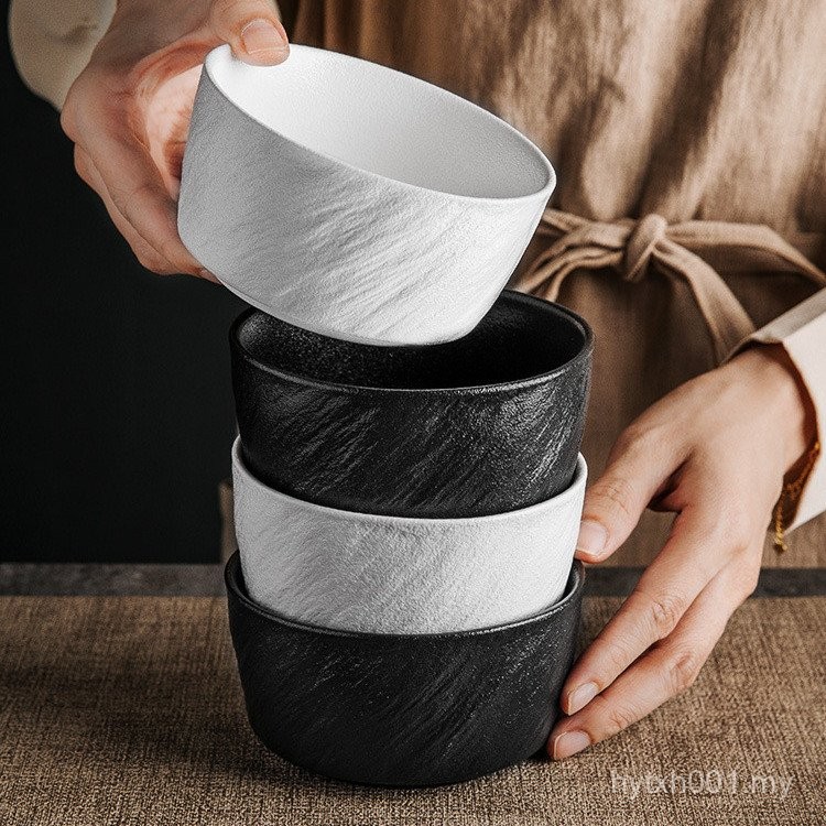 [1795 People Collection] Fruit Salad Bowl Breakfast Bowl Dessert Bowl Oatmeal Bowl Simple Household Instant Noodle Japanese Style Soup Bowl Rock Pattern Rice Bowl TNSM