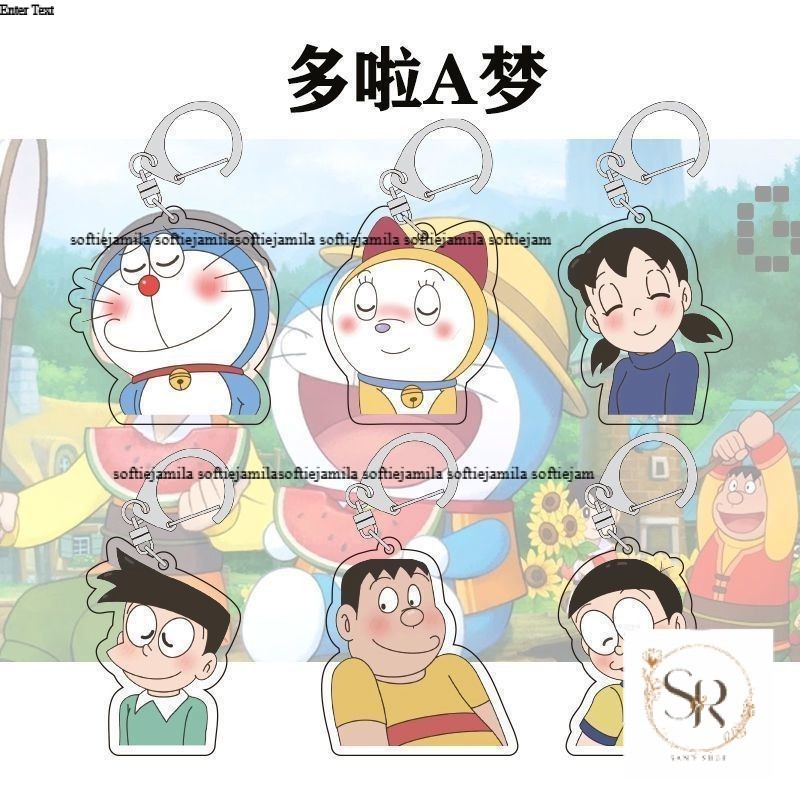 Doremon Anime Same Style Merchandise Acrylic Keychain Schoolbag Nobita Shizuka Xiaofu Fat Tiger
