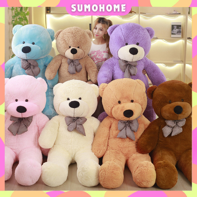 Teddy Bear 100/120/140/160/180/200cm – Plush Toy with Bow Tie, Anak Patung Comel, Birthday Gift