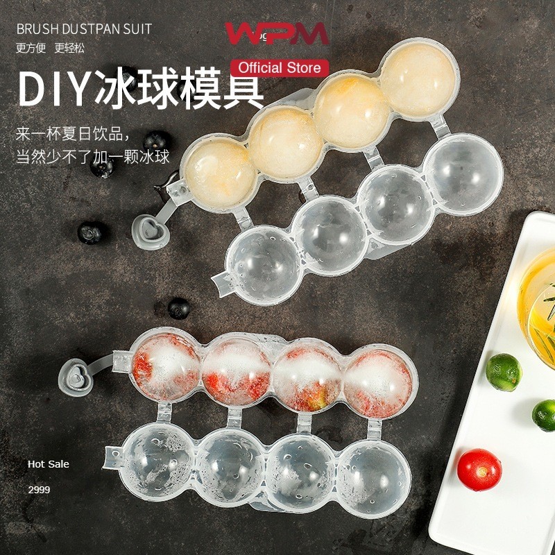 【Clearance】DIY 4Pcs Ice Mold Ice Ball Tray Maker Whiskey Round Shape Jelly Mold Agar-Agar Maker